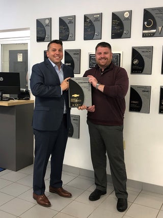Joe Romeo, Owner and Mike Casella, Chevy Sales Manager accept the coveted GM Mark Of Excellence Award | Romeo Chevrolet in Lake Katrine NY